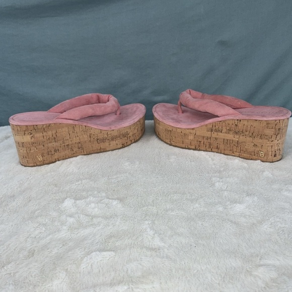 EUC Veronica Beard Gabby Platform Wedge Thong Sandal Womens Size 8.5 Pink Suede - Picture 3 of 9